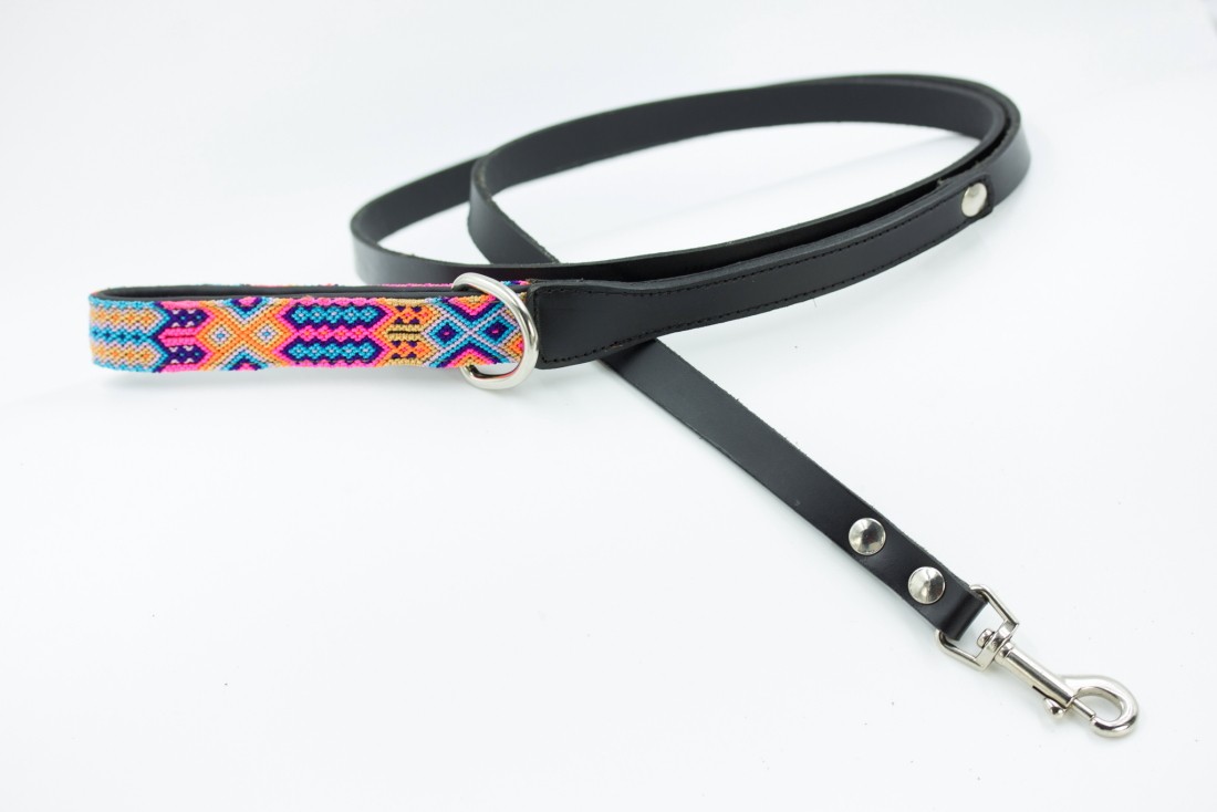 Weave Handle Coral Leash